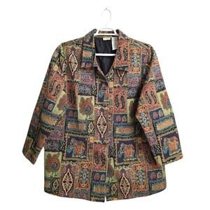 White Stag Vintage 90s Embroidered Beaded Tapestry Jacket Sz 18W - 20W